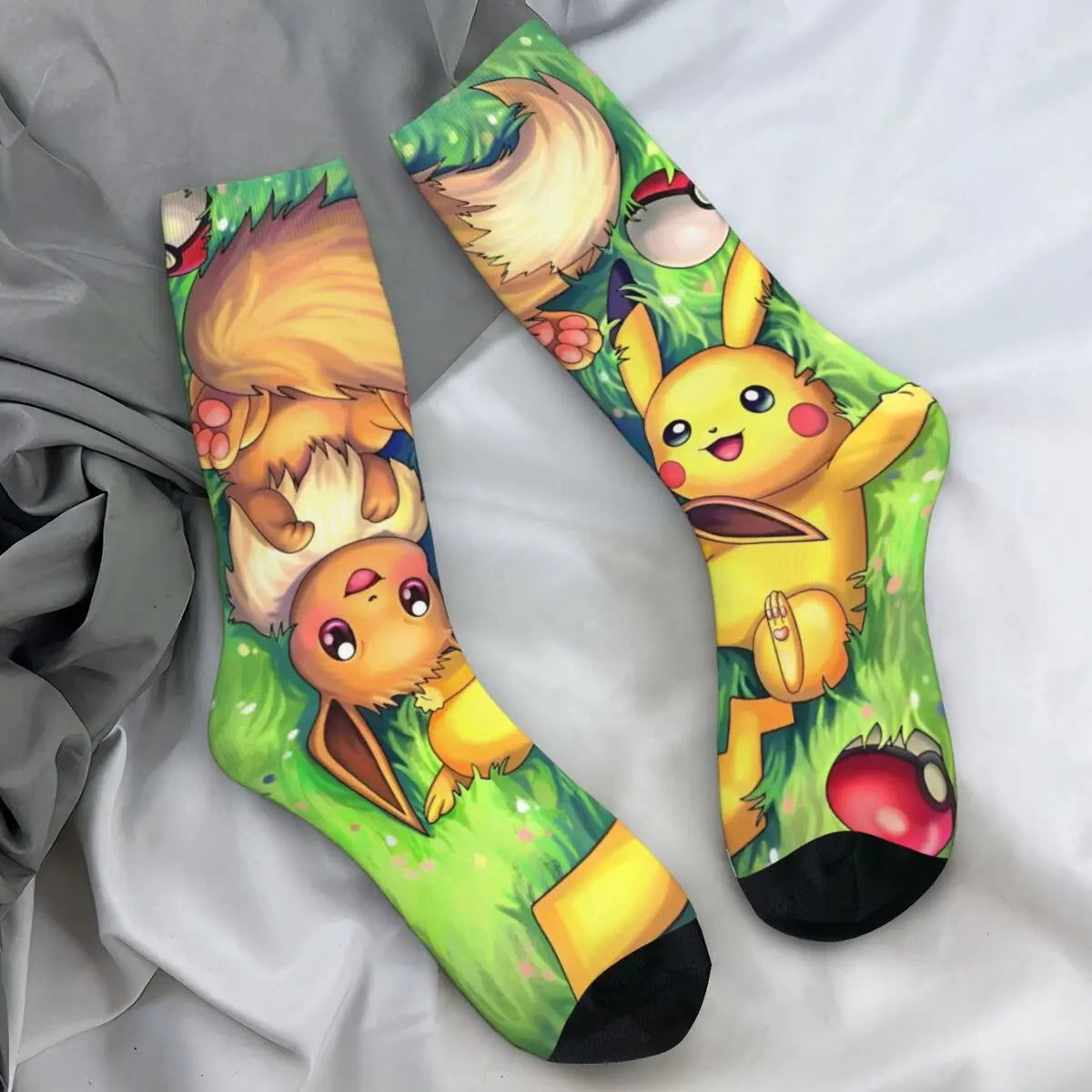 Chaussette Pokémon Évoli et Pikachu