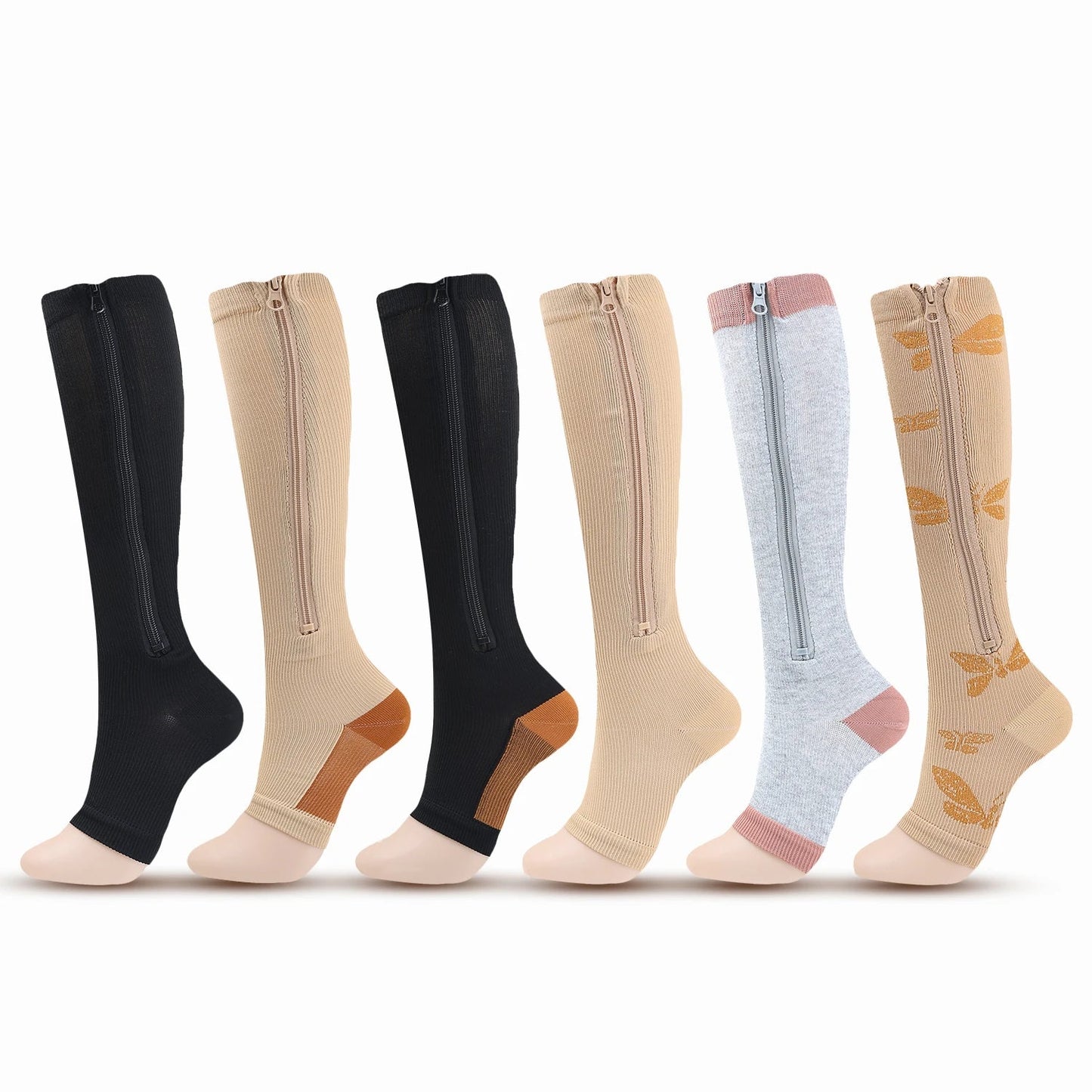 Chaussette de Contention Hautes avec Fermeture Éclair