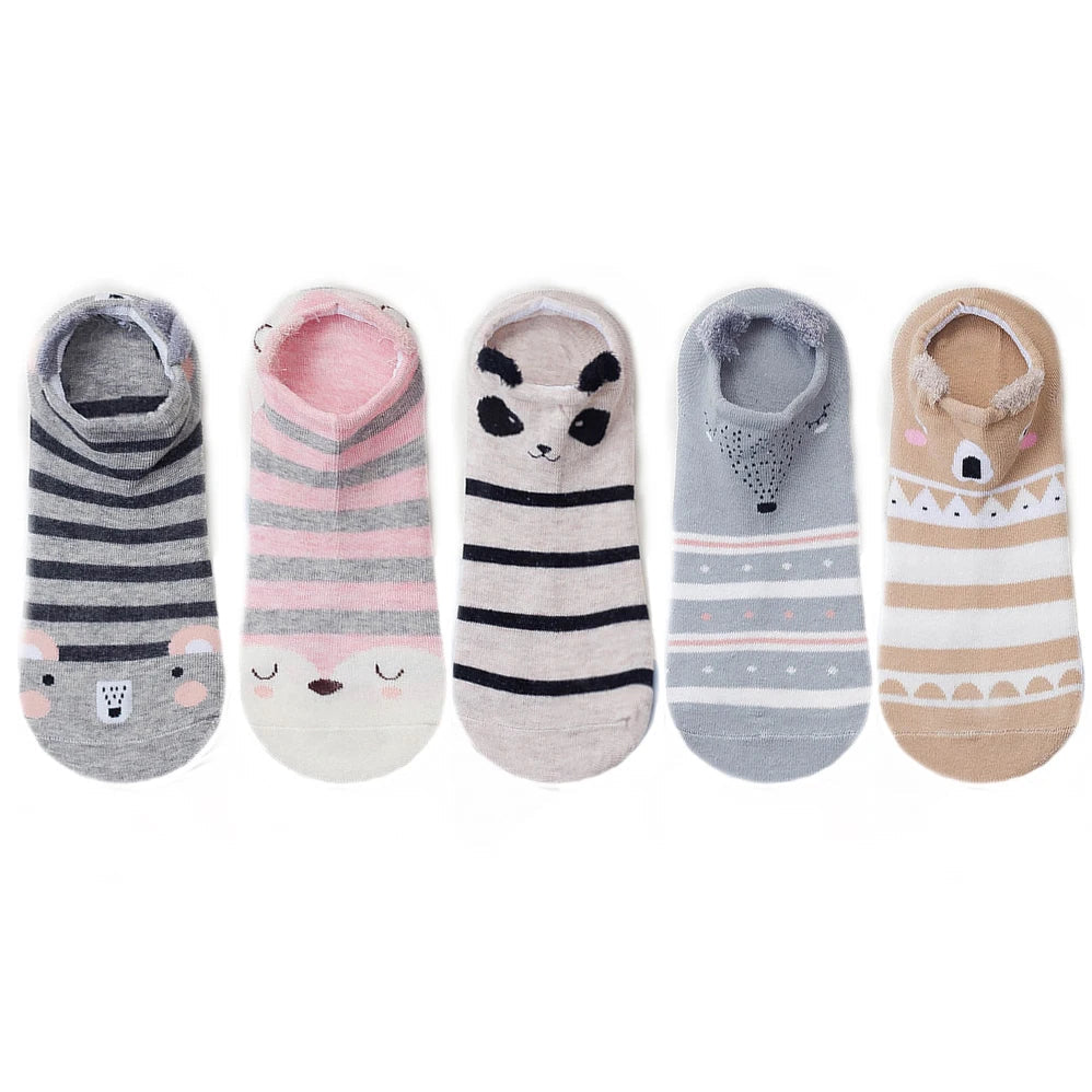 Chaussettes Basses Motif Animaux Pack 5