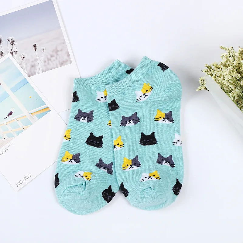 Chaussettes Basses Motif Chat ( Pack 5 )
