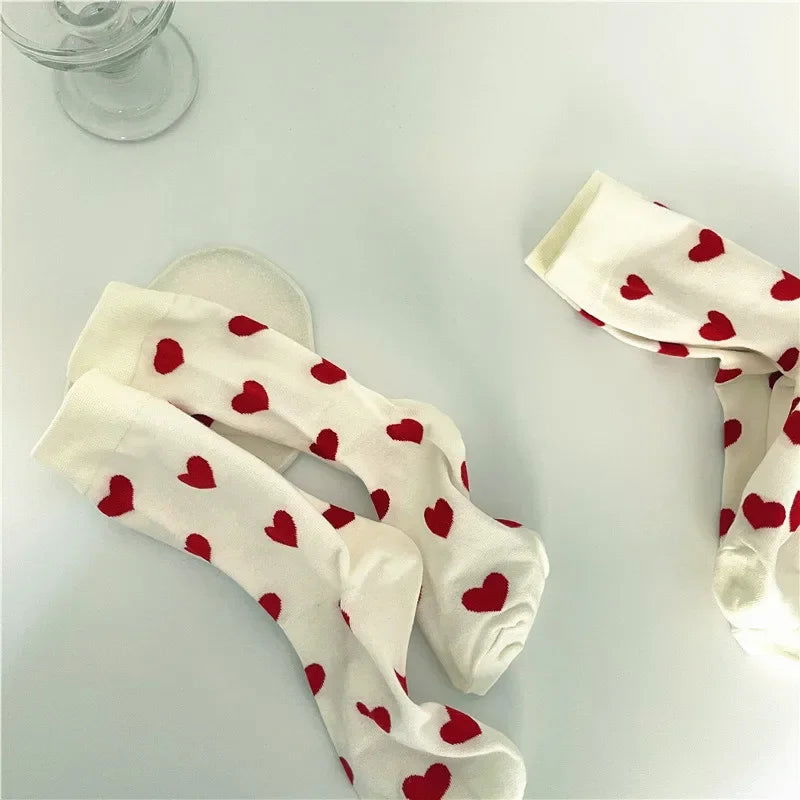 Chaussettes Blanches Cœur Rouge