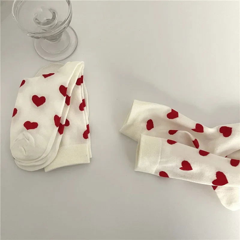 Chaussettes Blanches Cœur Rouge