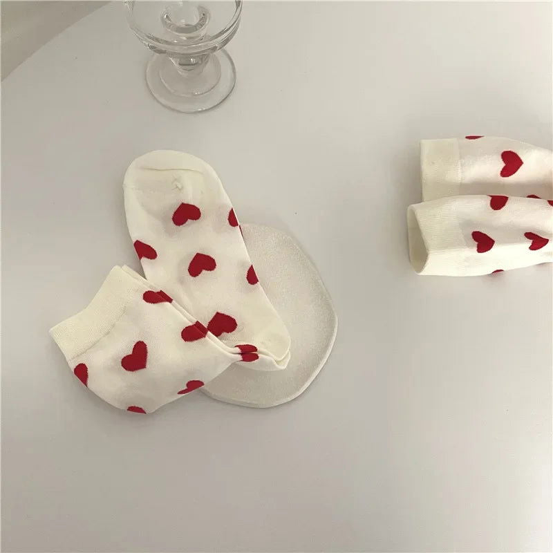 Chaussettes Blanches Cœur Rouge