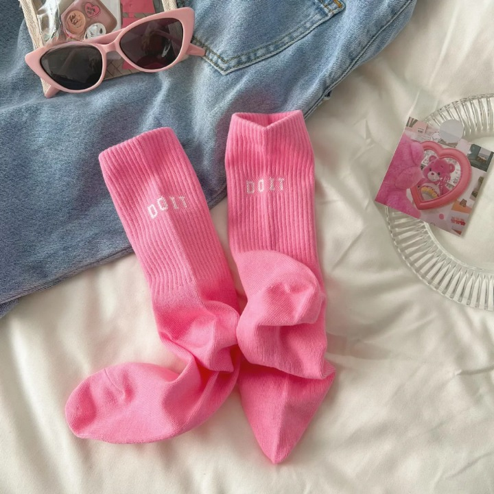 Chaussettes Femme Hautes Rose