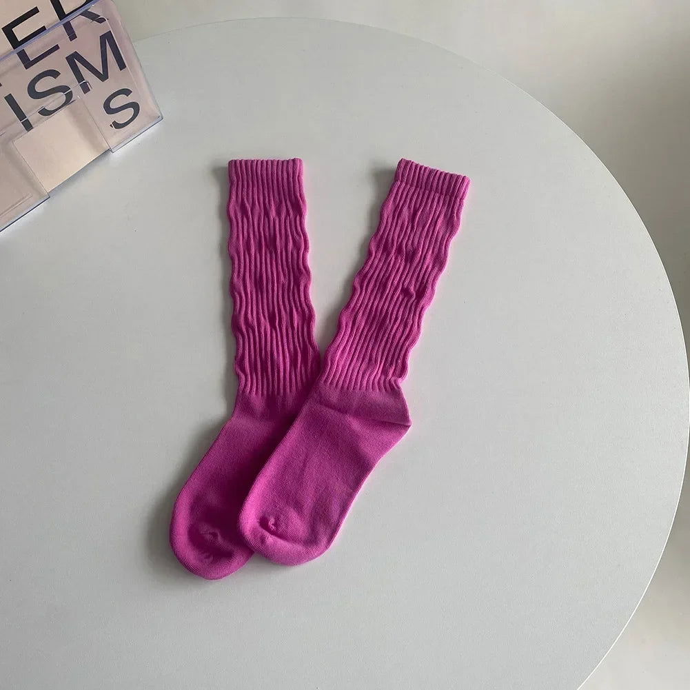 Chaussettes Hautes Rose pour Femme