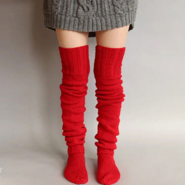 Chaussettes Hautes Rouges Tricotées