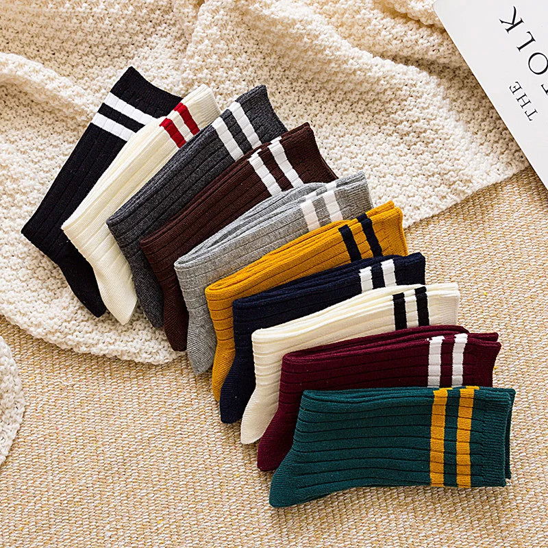 Chaussettes Tricot en Coton à Rayures