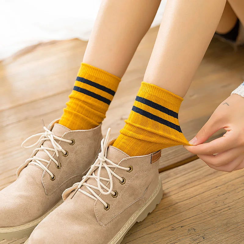 Chaussettes Tricot en Coton à Rayures