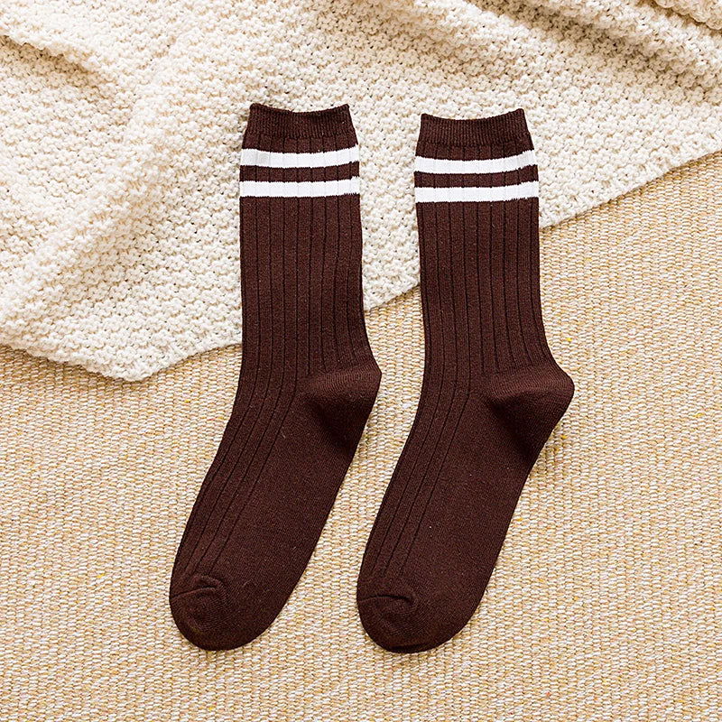 Chaussettes Tricot en Coton à Rayures