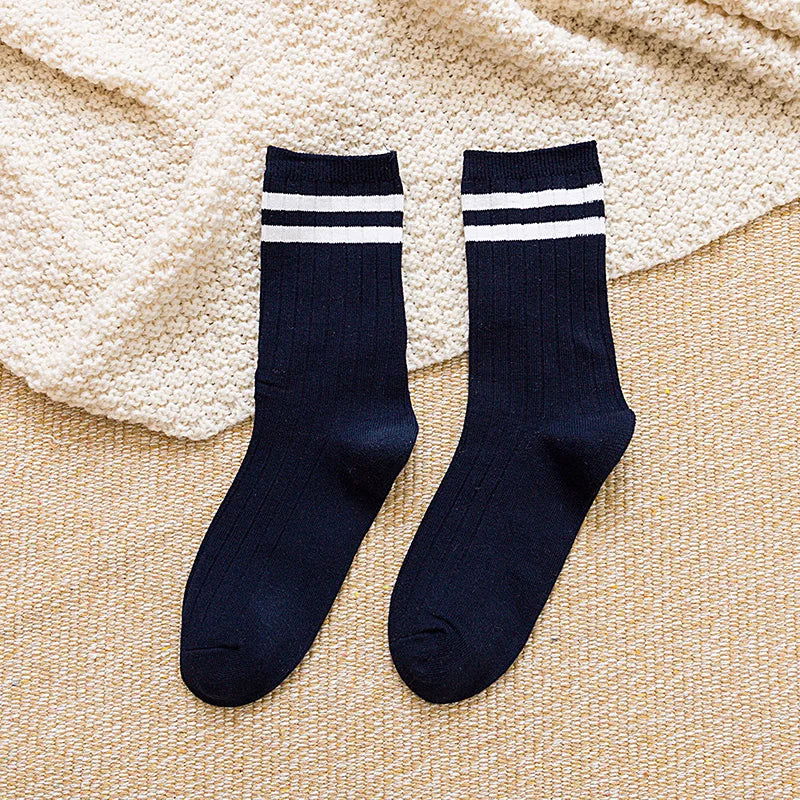 Chaussettes Tricot en Coton à Rayures