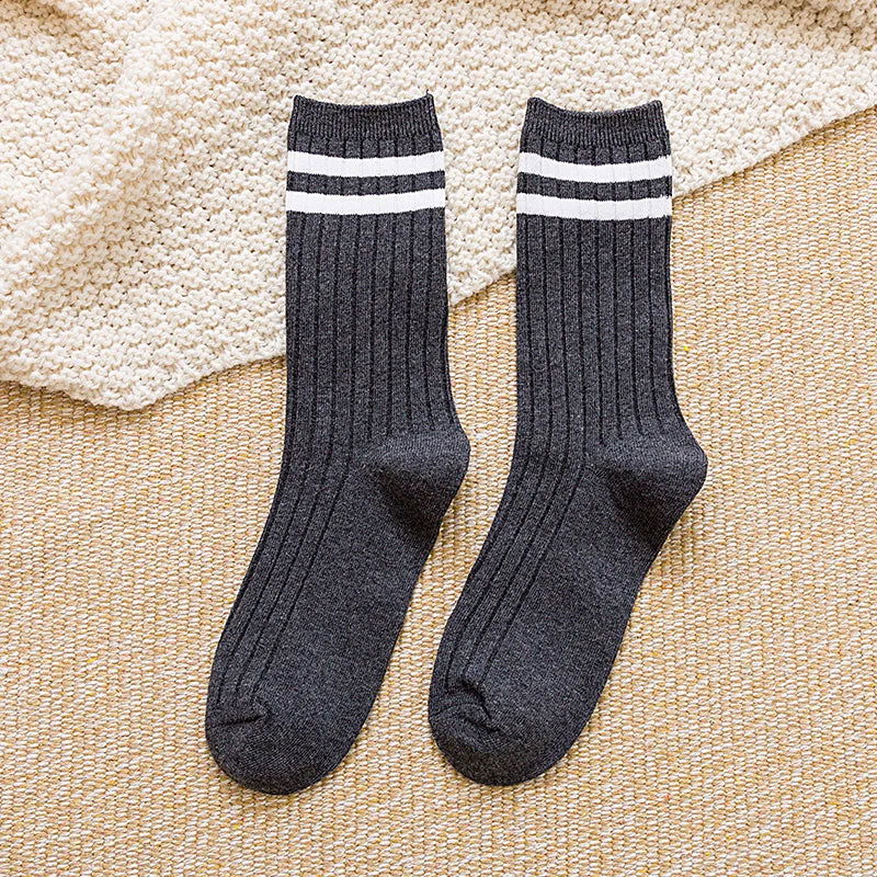 Chaussettes Tricot en Coton à Rayures