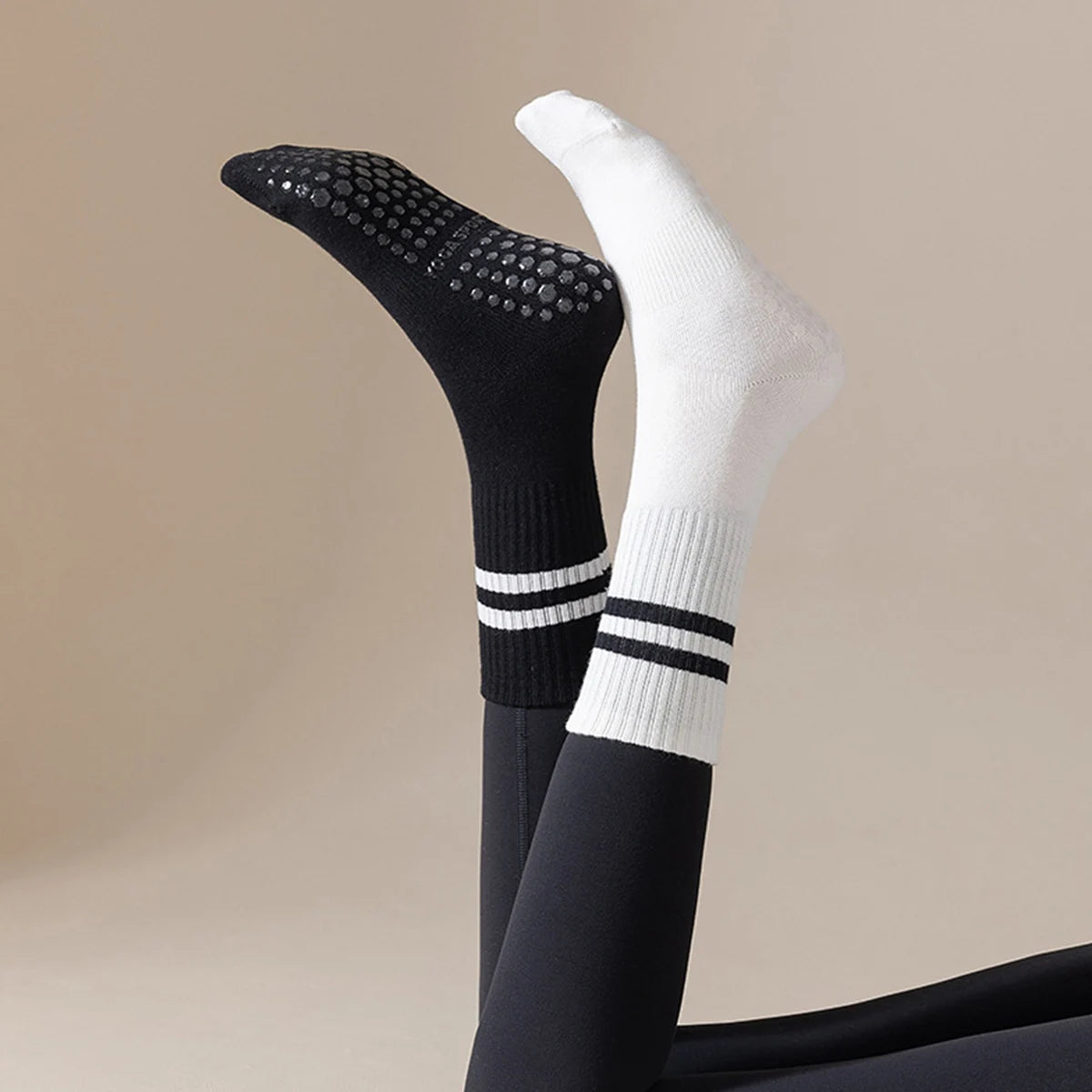 Chaussettes Yoga avec Rayures Pack 4
