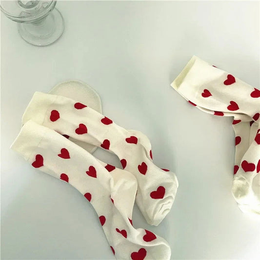 Chaussettes Blanches Cœur Rouge 