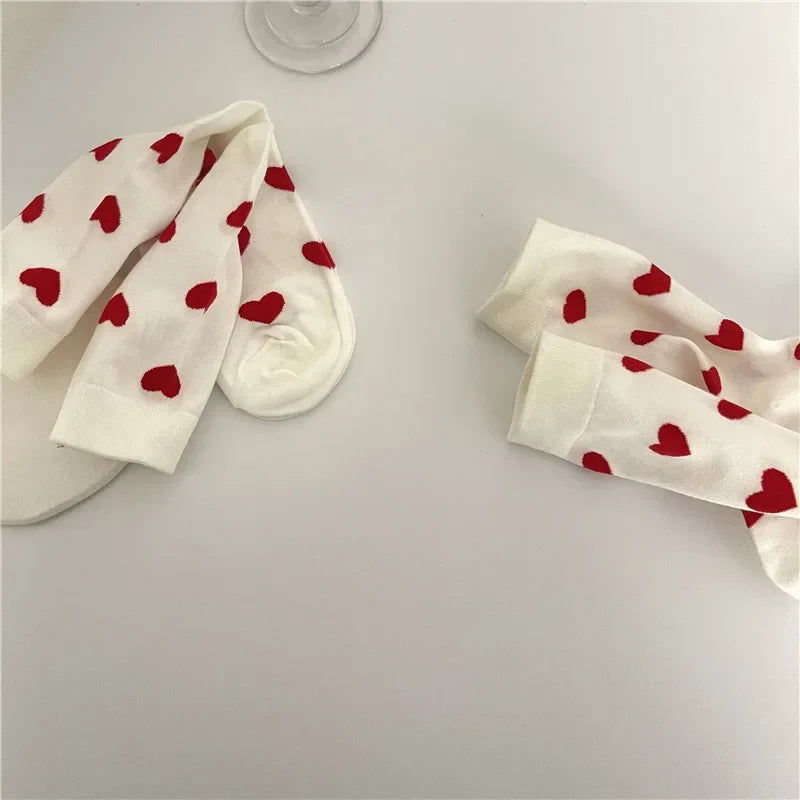 Chaussettes Blanches Cœur Rouge 