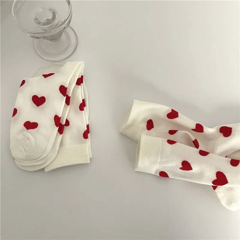 Chaussettes Blanches Cœur Rouge 