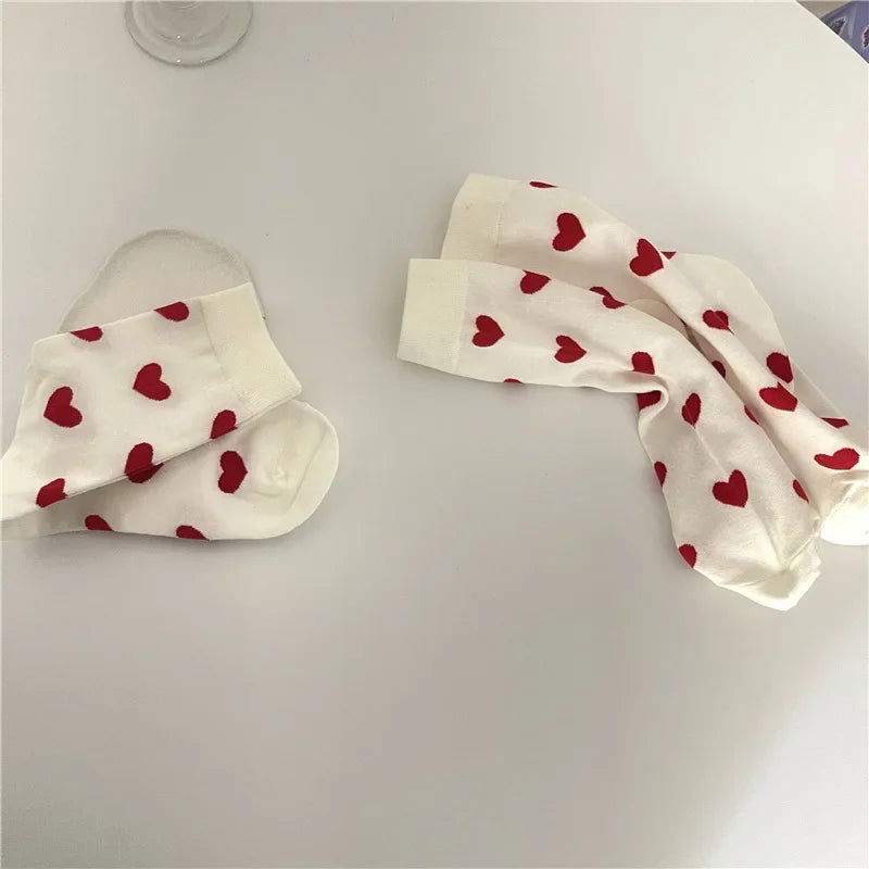 Chaussettes Blanches Cœur Rouge 