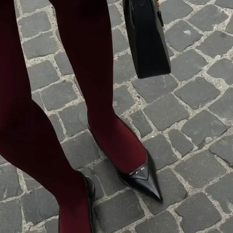 Chaussettes Collants Rouges pour Femme 