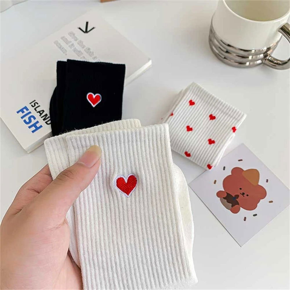 Chaussettes Élastiques Motif Cœur 