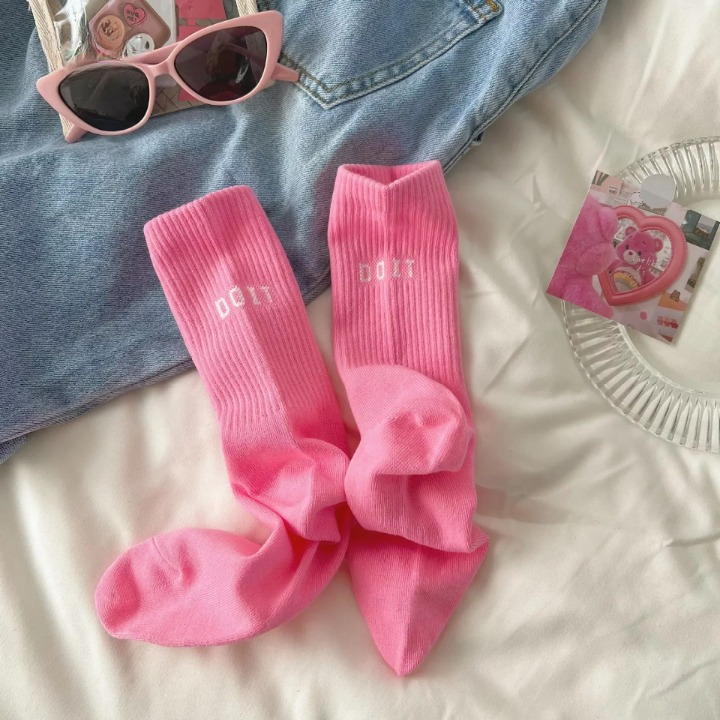 Chaussettes Femme Hautes Rose 