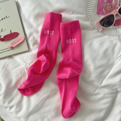 Chaussettes Femme Hautes Rose 