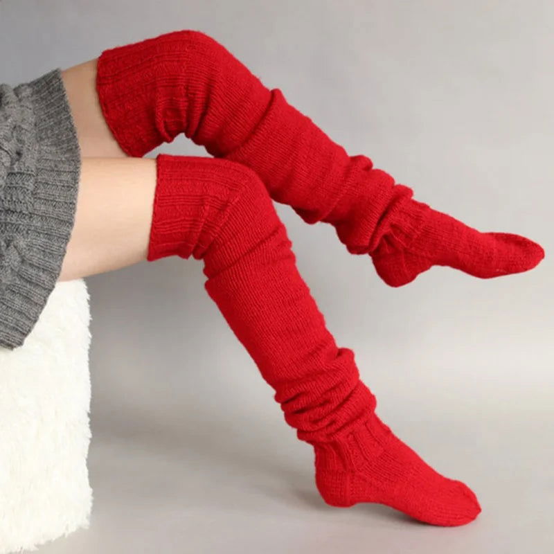 Chaussettes Hautes Rouges Tricotées 