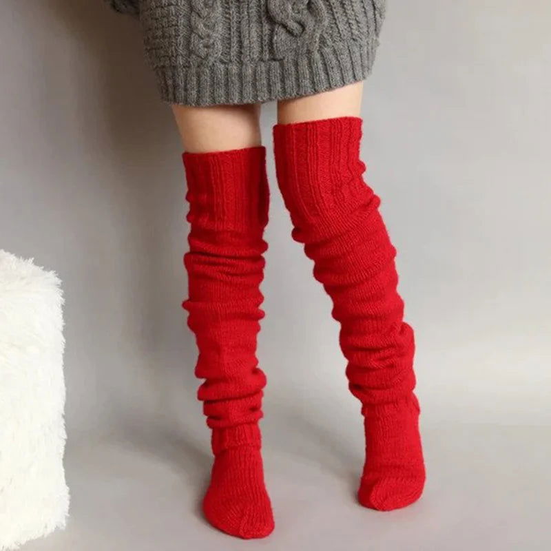 Chaussettes Hautes Rouges Tricotées 