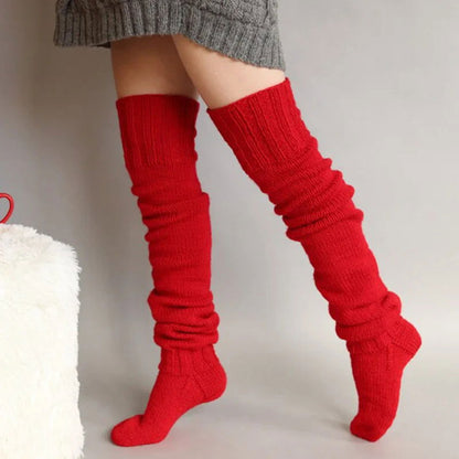 Chaussettes Hautes Rouges Tricotées 