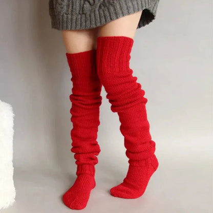 Chaussettes Hautes Rouges Tricotées 