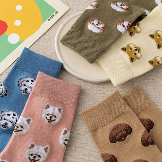 Chaussettes Motif Tête de Chien 