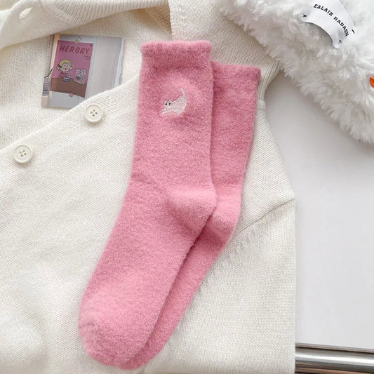 Chaussettes Rose Motif Chat 