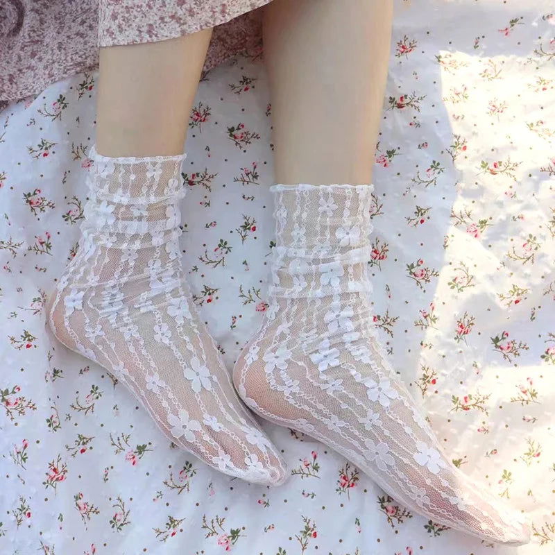 Chaussettes Transparentes en Dentelle 