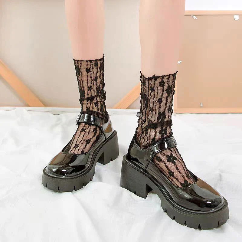 Chaussettes Transparentes en Dentelle 