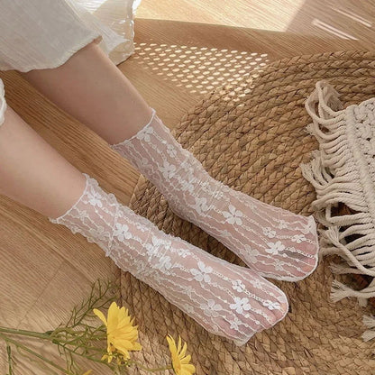 Chaussettes Transparentes en Dentelle 