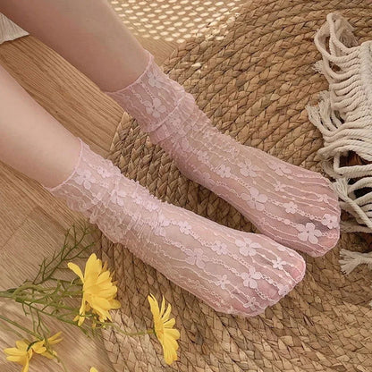Chaussettes Transparentes en Dentelle 