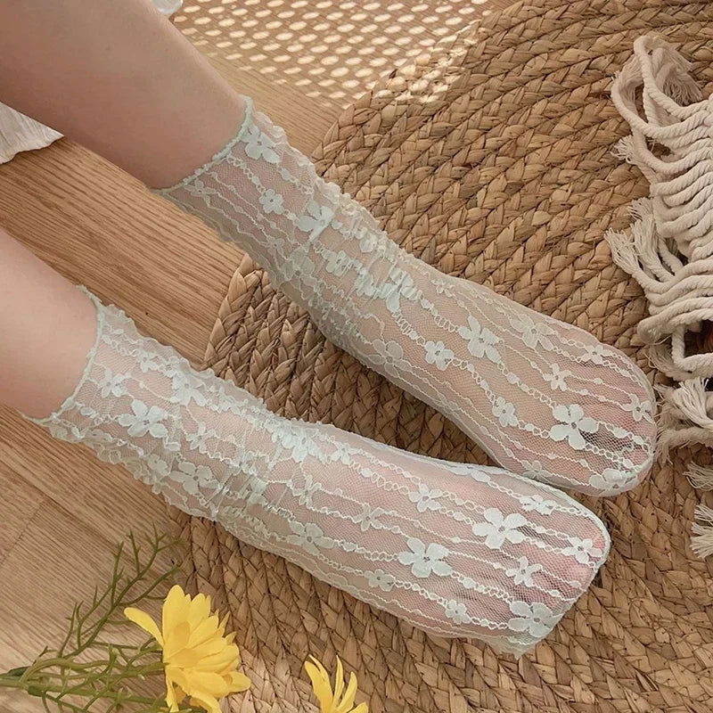 Chaussettes Transparentes en Dentelle 