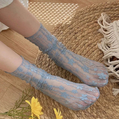 Chaussettes Transparentes en Dentelle 