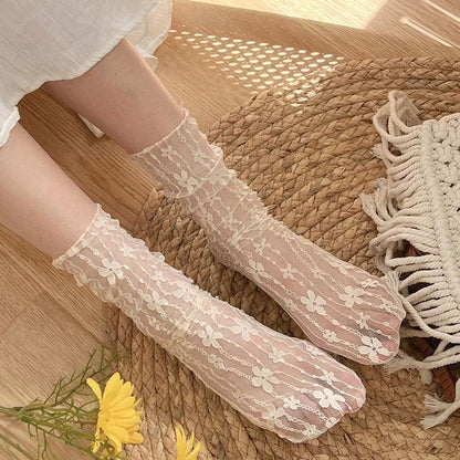 Chaussettes Transparentes en Dentelle 