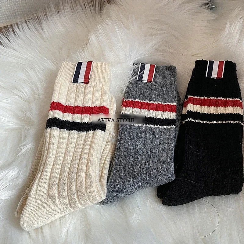 Chaussettes Tricot Longues Rayées 