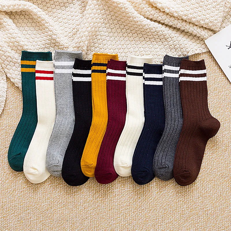 Chaussettes Tricot en Coton à Rayures 