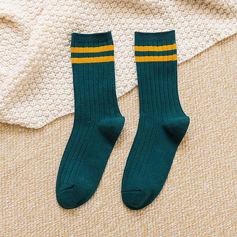 Chaussettes Tricot en Coton à Rayures 