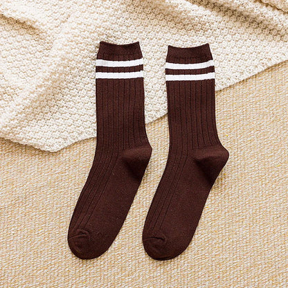 Chaussettes Tricot en Coton à Rayures 