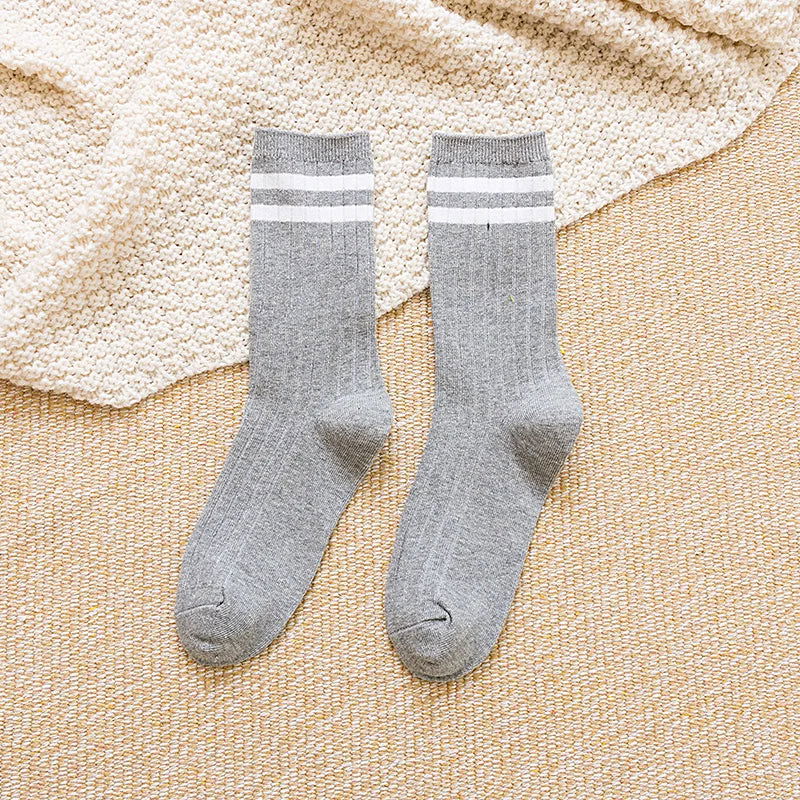 Chaussettes Tricot en Coton à Rayures 