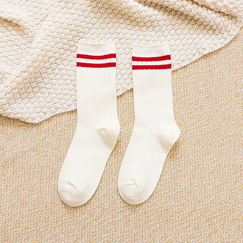 Chaussettes Tricot en Coton à Rayures 