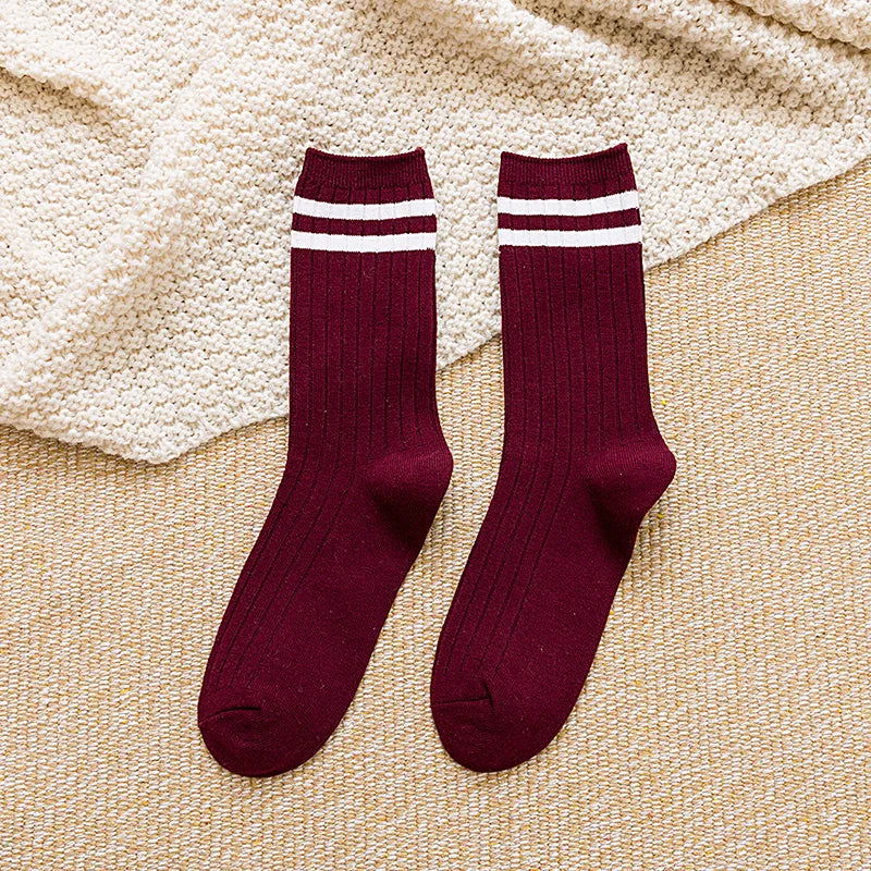 Chaussettes Tricot en Coton à Rayures 