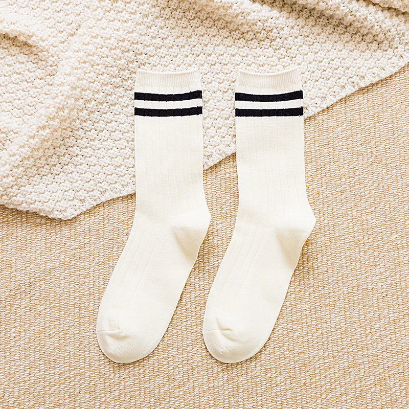 Chaussettes Tricot en Coton à Rayures 