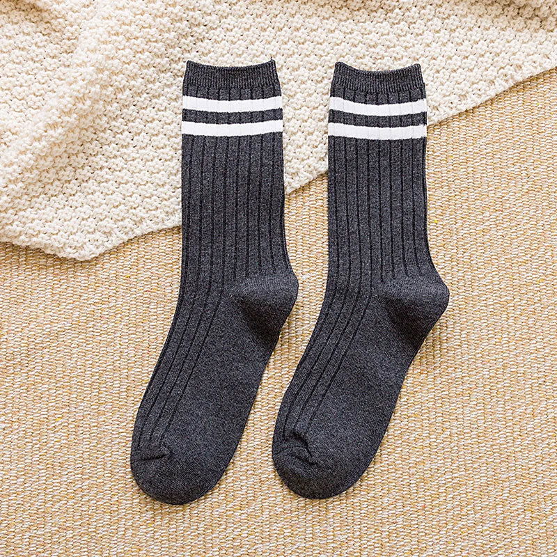 Chaussettes Tricot en Coton à Rayures 